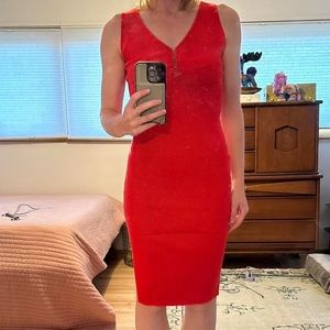 New Willow and wind red vneck bodycon dress.